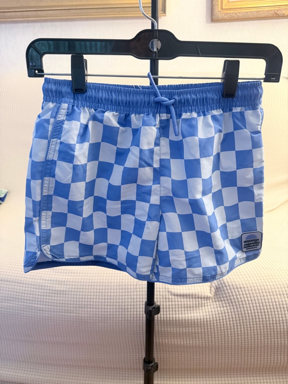 Zara Blue Checkered Kids Swim Shorts